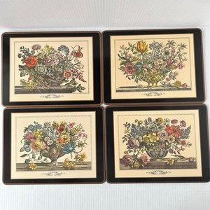 Vintage Pimpernel Placemats Victorian Floral Cork Back 12” x 9" Box of 4 Gothic